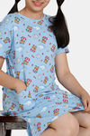 Zivame Girls Summer Treat Knit Cotton Knee Length Nightdress - Blue Bell — thumbnail 5